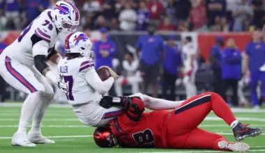 Bills' Joe Brady has obvious message to 8 sack performance by Texans' defense image
