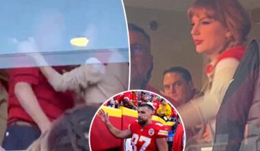 Taylor Swift jumps for joy supporting Travis Kelce at Chiefs vs. Colts game
