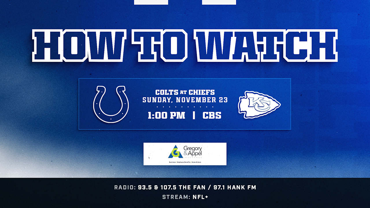 Where to watch Indianapolis Colts at Kansas City Chiefs? The week 12 game kicks off at 1:00 p.m. ET this Sunday and is available to watch on CBS.