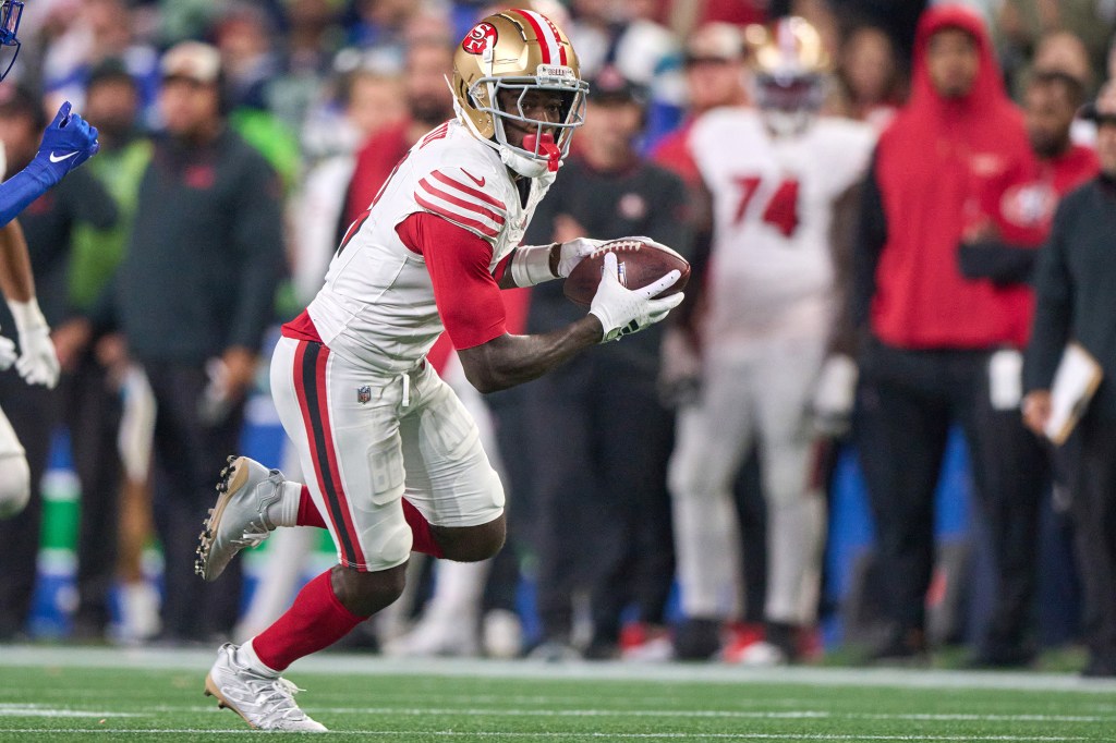 Brandon Aiyuk in action for the 49ers in October 2024.