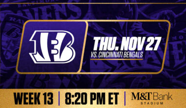Ravens-Bengals Thanksgiving Night Game Information