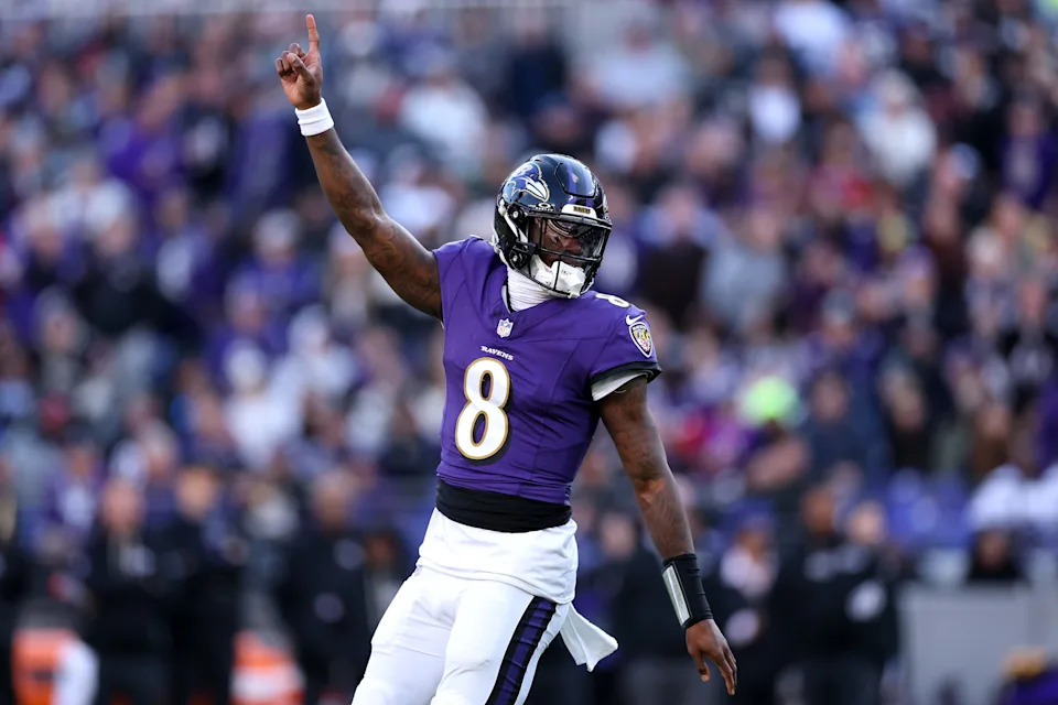 Lamar Jackson #8, Baltimore Ravens (Photo by Patrick Smith/Getty Images)