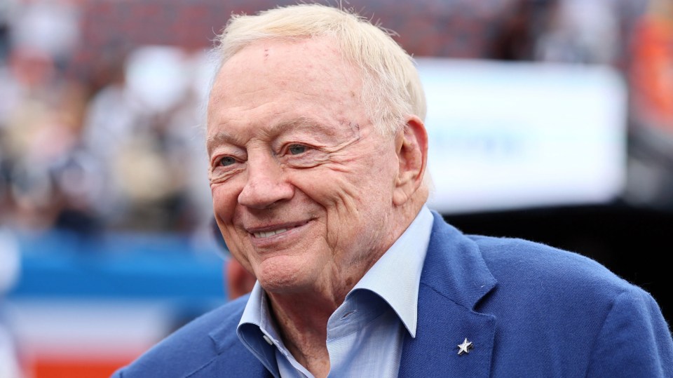 Dallas Cowboys owner Jerry Jones looks on a game against the Denver Broncos at Empower Field At Mile High on October 26, 2025