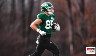 Jets Practice on Brisk Day at One Jets Drive