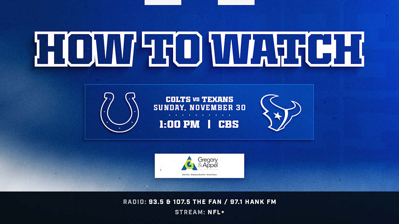 Where to watch Houston Texans at Indianapolis Colts? The week 13 game kicks off at 1:00 p.m. ET this Sunday and is available to watch on CBS.