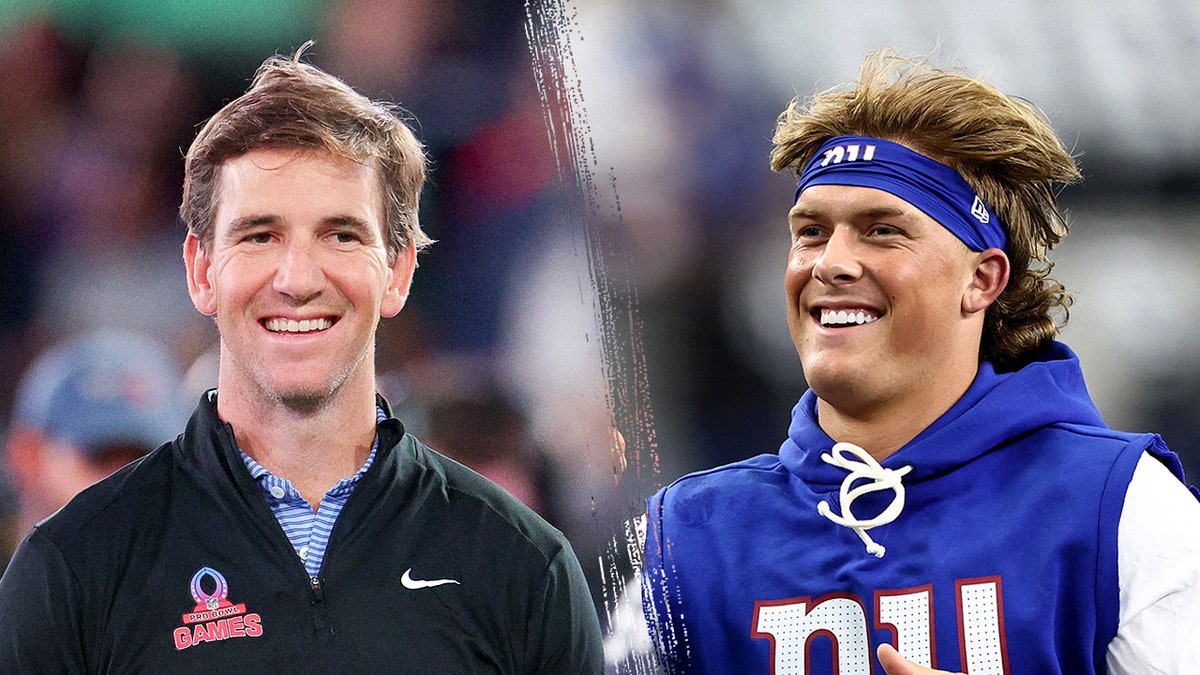 Eli Manning and Jaxson Dart