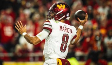 Practice notes | Marcus Mariota empathizes with Jayden Daniels' injury battles