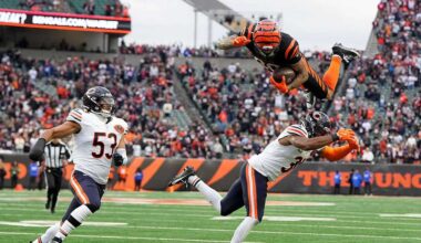 Flacco's 470 passing yards, Higgins 2 TDs not enough as Bengals drop shootout to Bears, 47-42