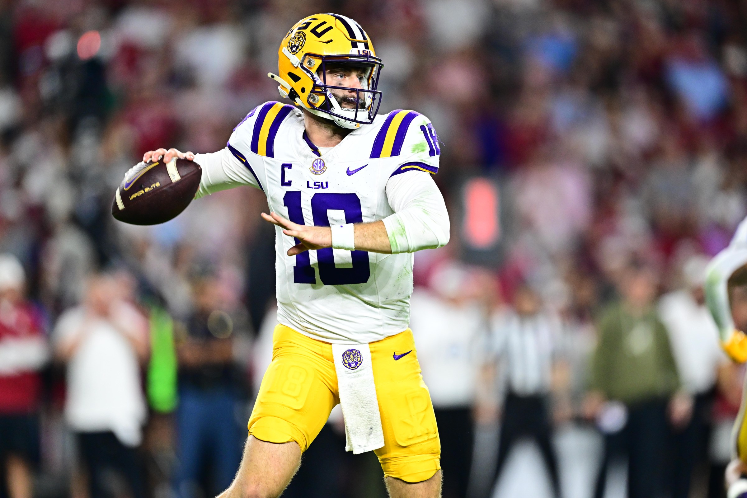 Garrett Nussmeier #18 (Photo by Gus Stark/University Images via Getty Images}