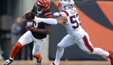 Tee Higgins carted off with concussion after scary fall vs. Patriots