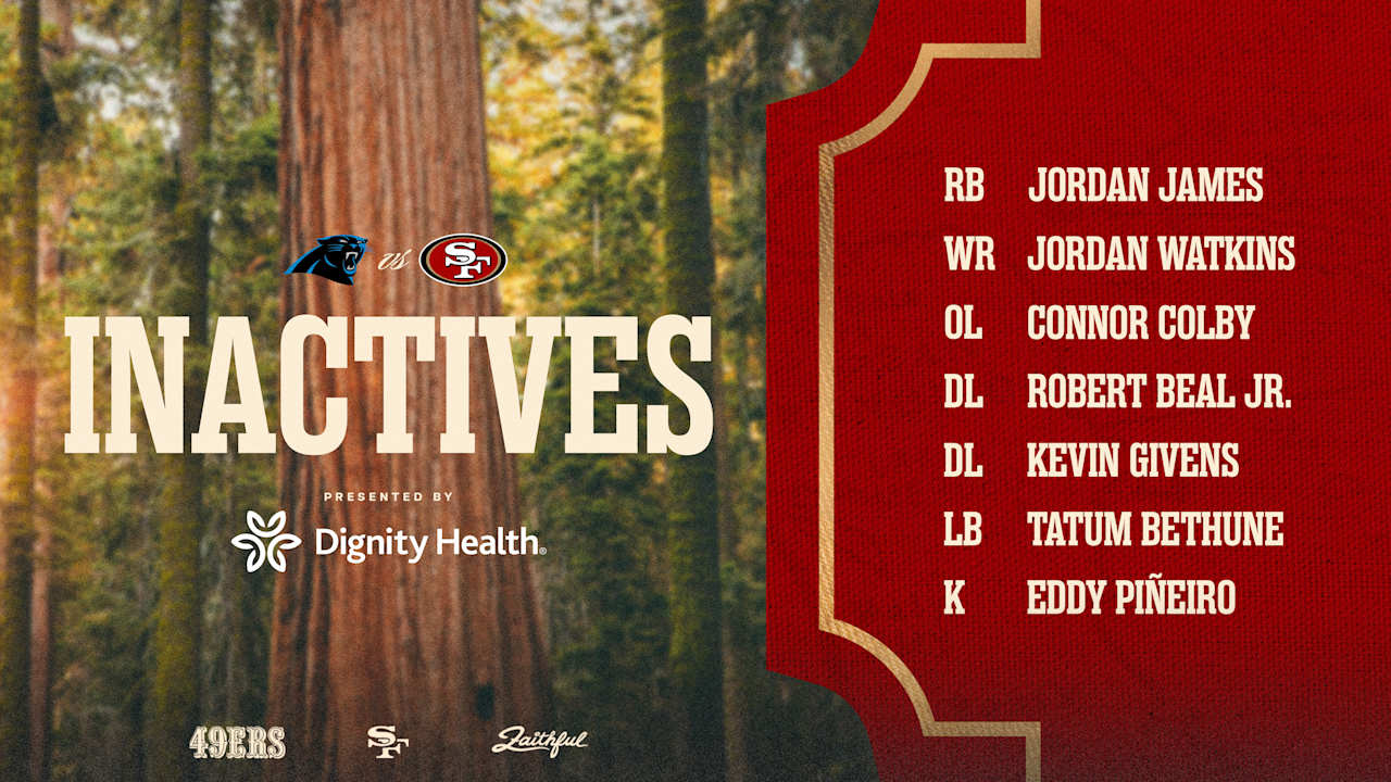 Bethune, Piñeiro OUT vs. Panthers; Inactives for Week 12 #CARvsSF