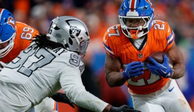 Game balls for the Denver Broncos win over the Las Vegas Raiders