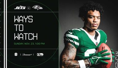 New York Jets at Baltimore Ravens Ways to Watch, Listen and Follow