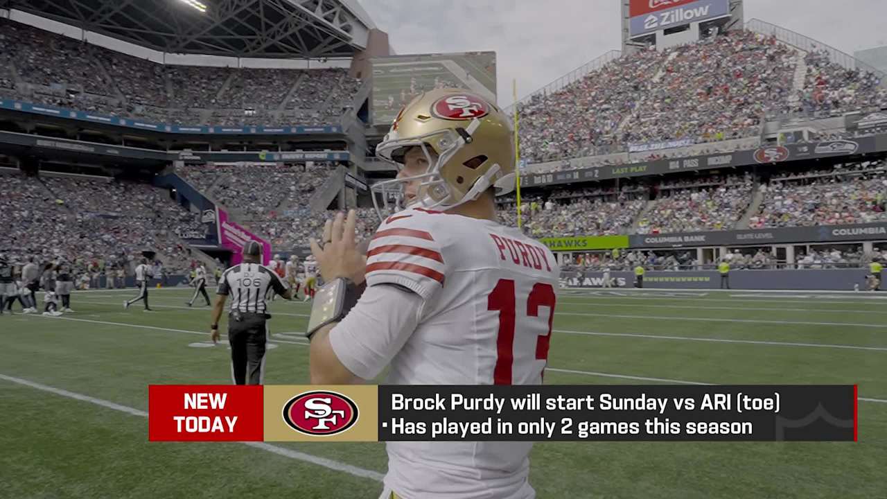 San Francisco 49ers quarterback Brock Purdy (toe) will start Sunday vs. Arizona Cardinals