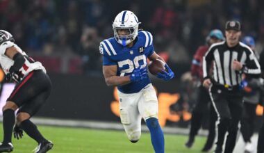 Jonathan Taylor takes historic season to international stage with 3-touchdown, record-breaking, walk-off performance vs. Falcons