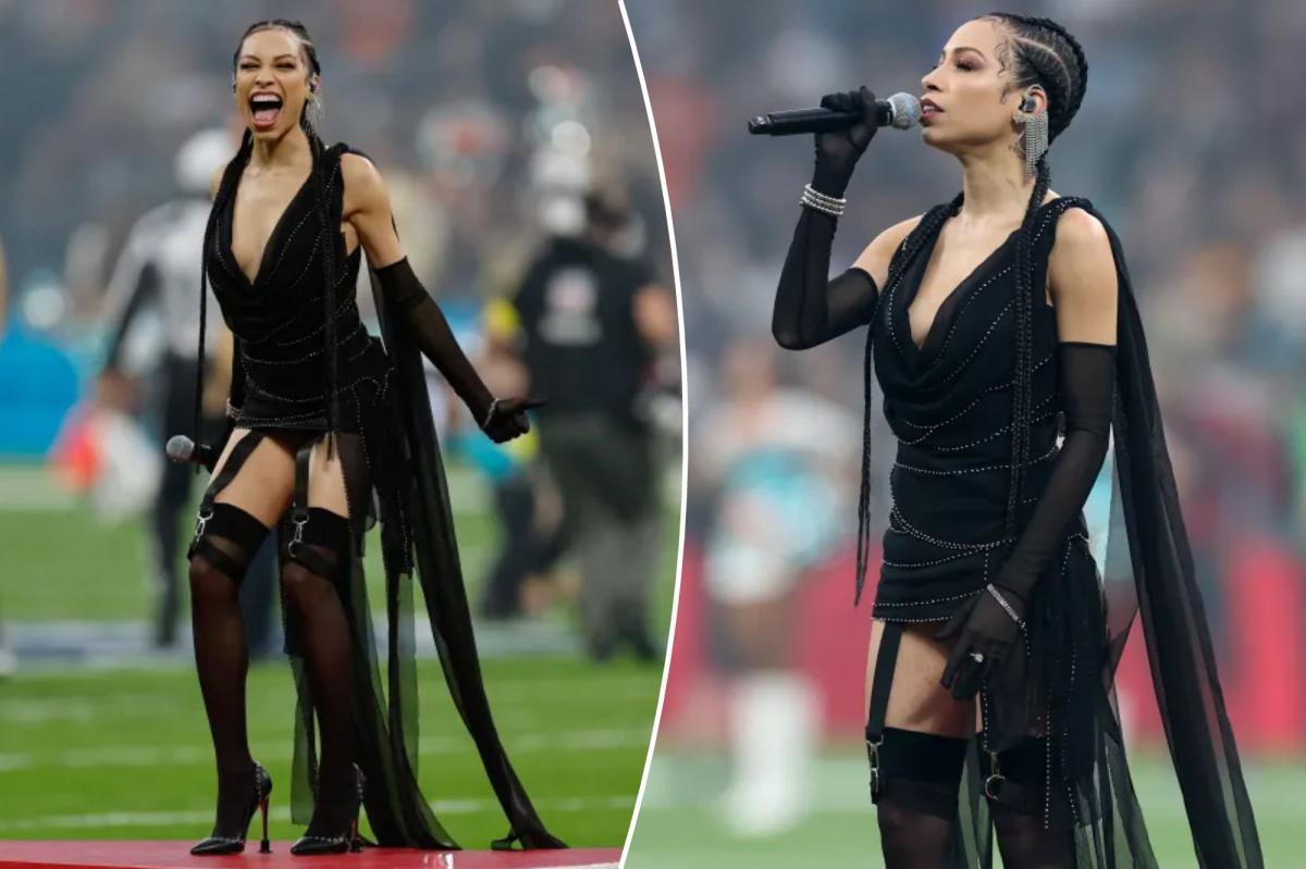 Karina Pasian slammed over outfit during US national anthem at first-ever NFL game in Spain