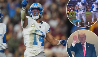 Lions' Amon-Ra St. Brown breaks out 'Trump Dance' after touchdown