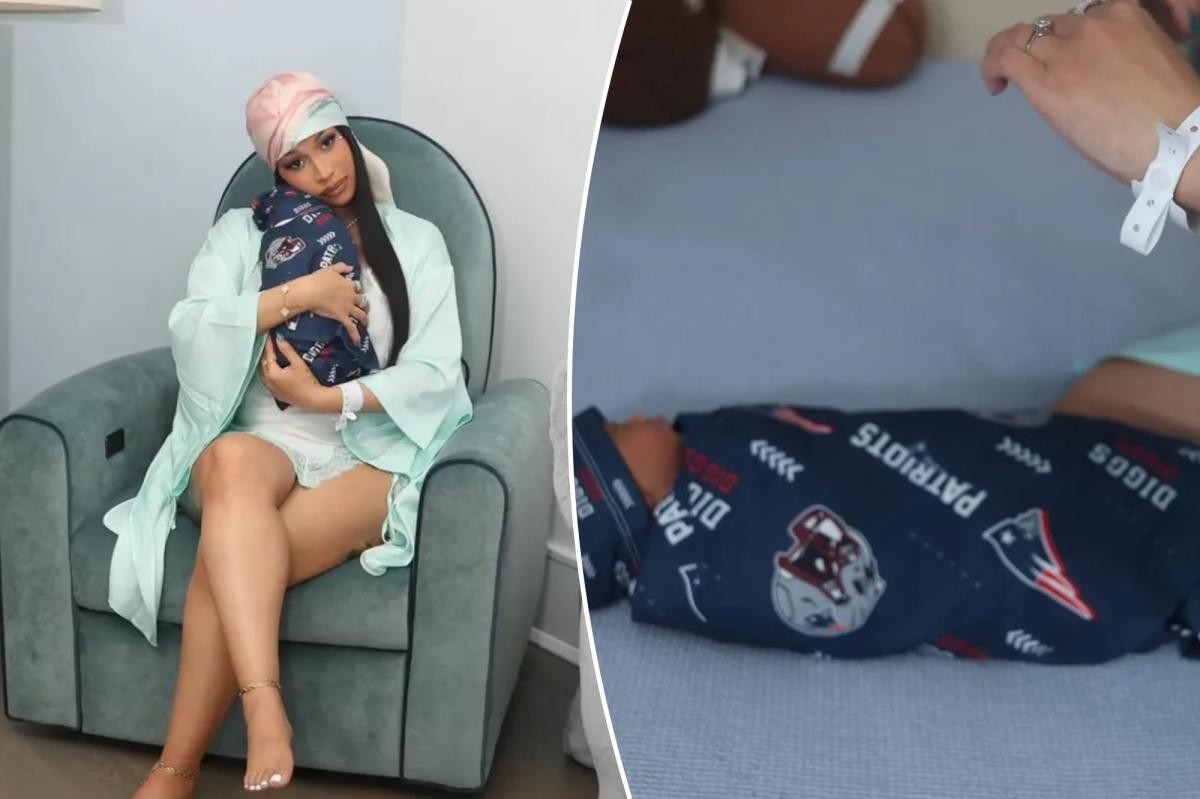 Cardi B shares first photos of her baby with Patriots' Stefon Diggs