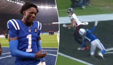 Sauce Gardner schooled by Falcons' Drake London in Colts debut