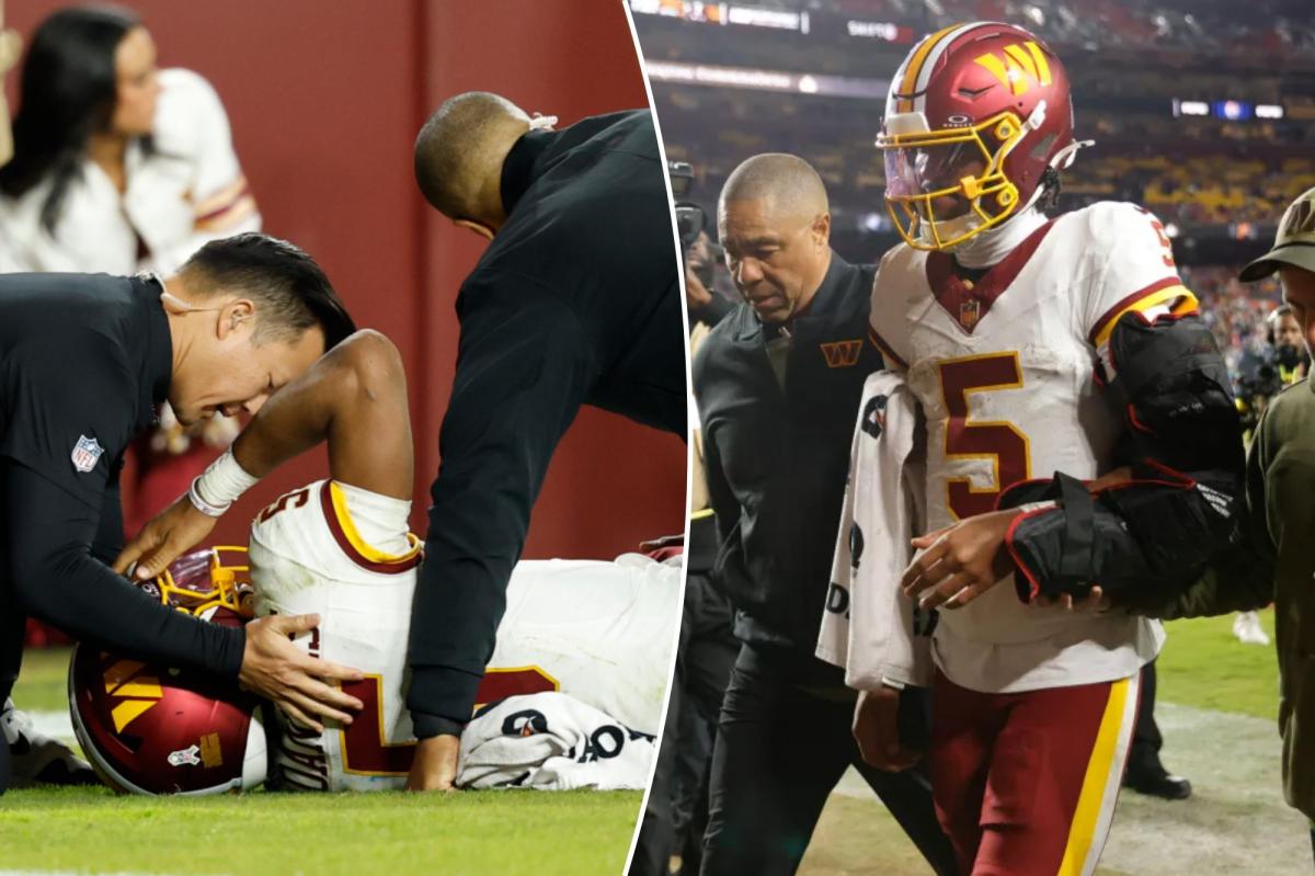 Commanders' Jayden Daniels suffers horrific arm injury in chilling scene
