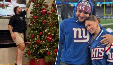 Cam Skattebo's girlfriend shares holiday photo of Giants star back on his feet