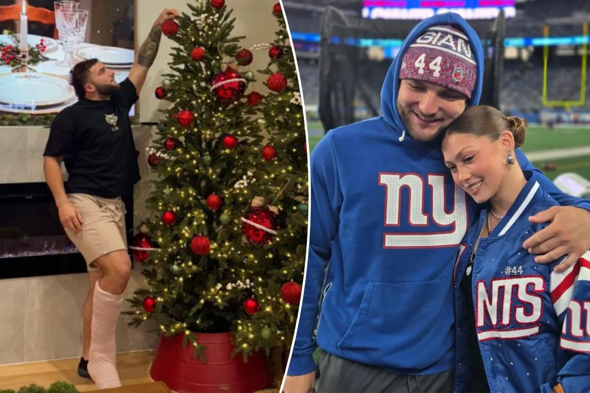 Cam Skattebo's girlfriend shares holiday photo of Giants star back on his feet