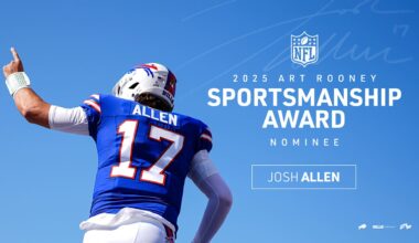 Josh Allen earns second consecutive nomination for NFL's Art Rooney Sportsmanship Award 
