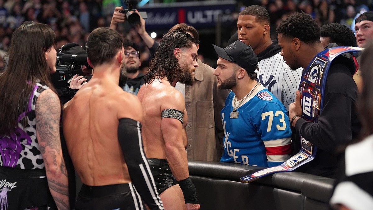 Cam Skattebo faces off with WWE stars