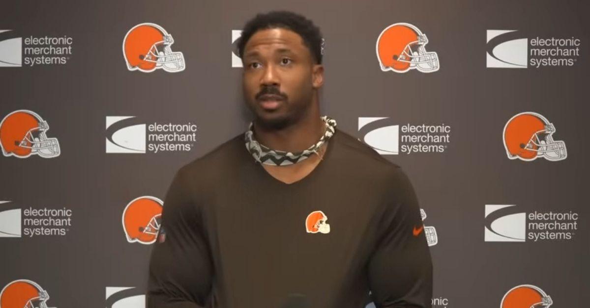 Photo of Fans reacted to Myles Garrett's bulge in a viral social media photo.