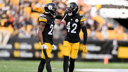 Steelers defenders Brandin Echols (left) and James Pierre (right) during Pittsburgh's 34-12 win over the Cincinnati Bengals in Week 11 of the 2025 NFL Season.