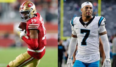 Niners WR Jauan Jennings strikes Panthers safety Tre'Von Moehrig postgame following in-game low blow