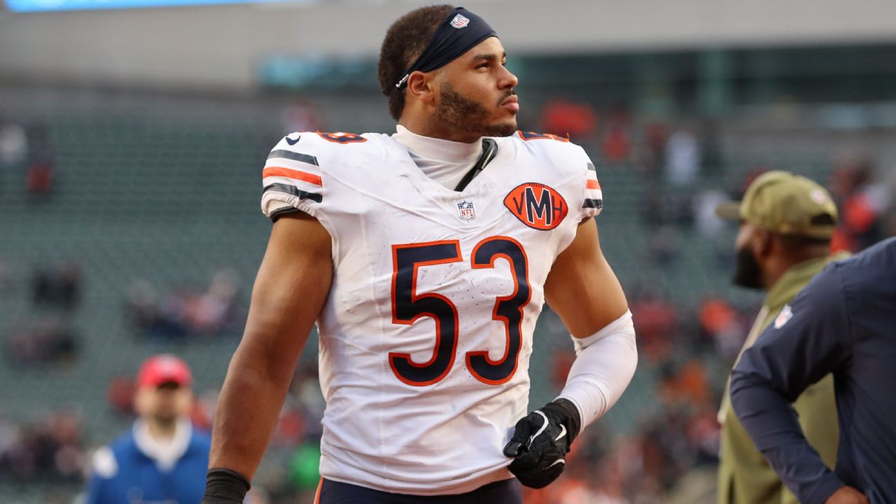 Bears' LB T.J. Edwards has hand surgery, out vs. Giants