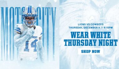 Detroit Lions encourage fans to "Wear White Thursday Night" for December 4 game at Ford Field