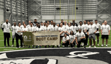 Military members take on Raiders Combine at USAA Salute to Service event