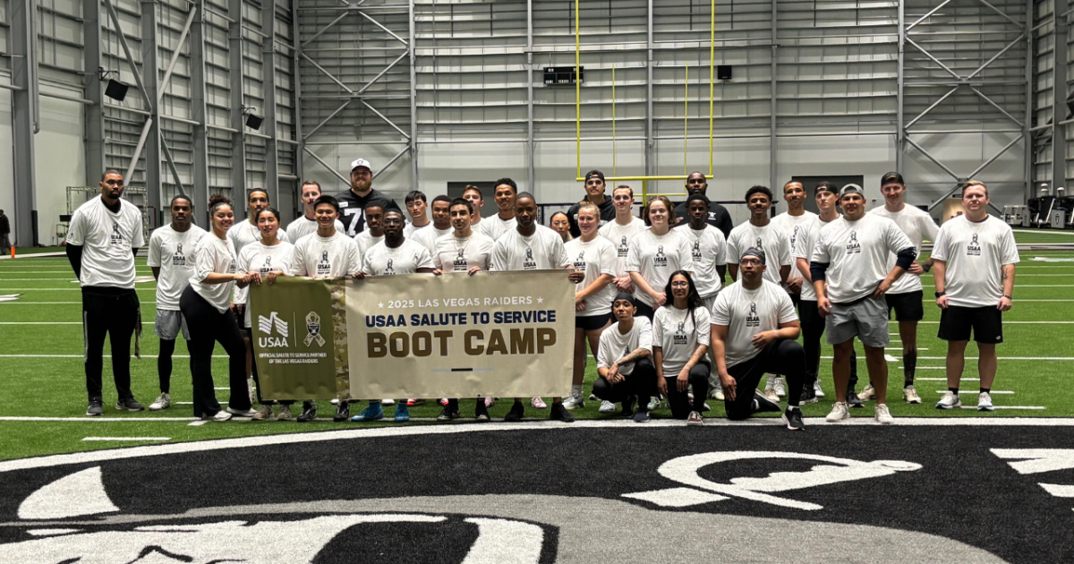 Military members take on Raiders Combine at USAA Salute to Service event