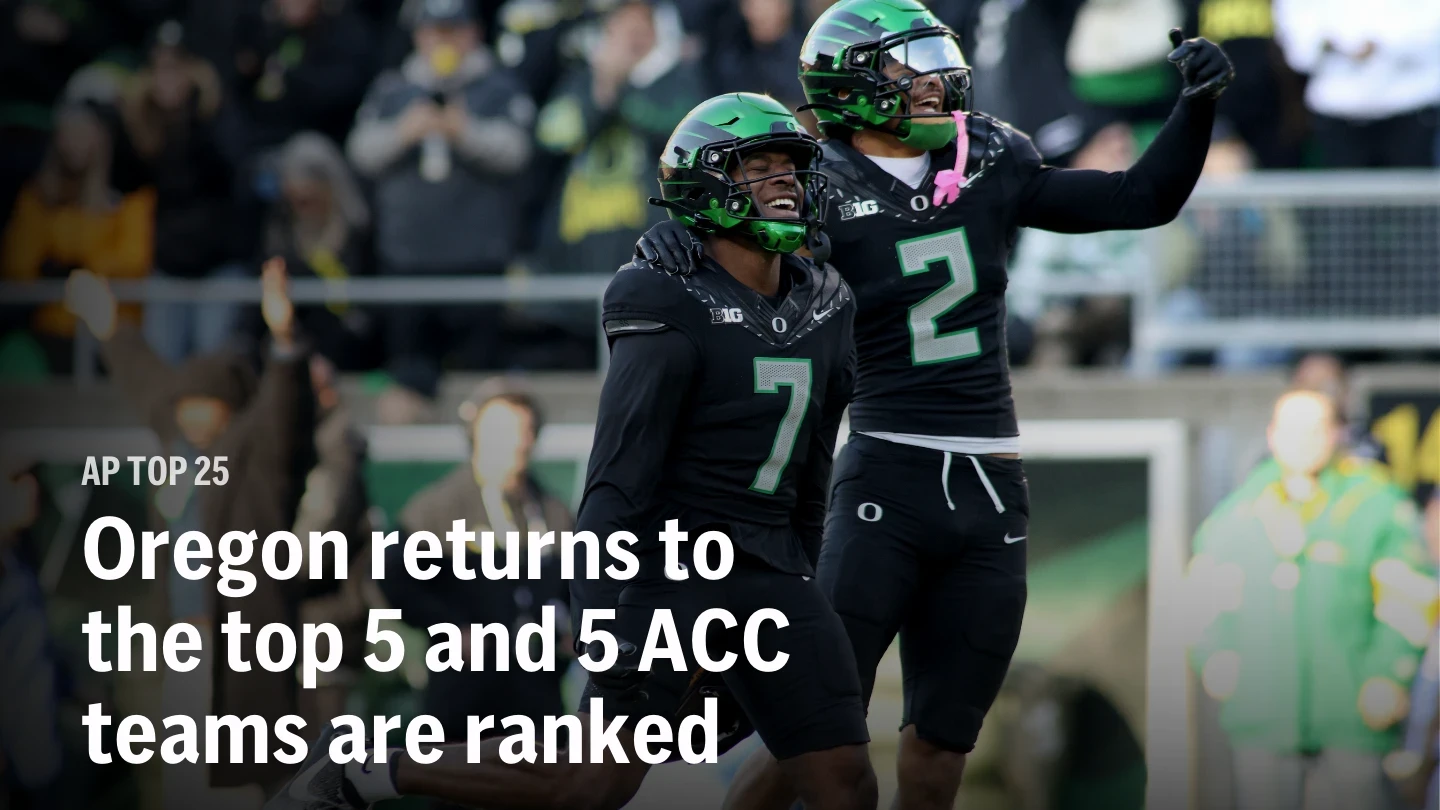 AP Top 25 college football rankings shake up for Oregon, Miami after Week 13