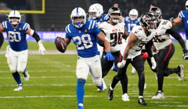 Taylor runs for 244 yards and 3 TDs for Colts in 31-25 OT win over Falcons in Berlin