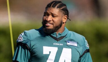 Eagles tackle Fred Johnson once again finds himself in a key role