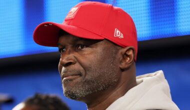 Tampa Bay Buccaneers head coach Todd Bowles is under extra scrutiny after the rise of Dave Canales in Carolina. (Mandatory Credit: Kiyoshi Mio-Imagn Images)