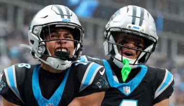 Carolina Panthers wide receivers Jalen Coker and Tetairoa McMillan