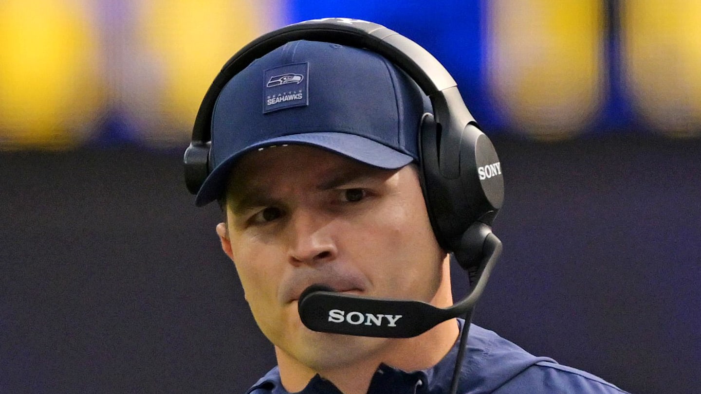 Seattle Seahawks head coach Mike Macdonald on the sidelines