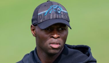 Carolina Panthers defensive coordinator Ejiro Evero