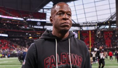 Dec 7, 2025; Atlanta, Georgia, USA; Atlanta Falcons head coach Raheem Morris