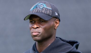 Carolina Panthers defensive coordinator Ejiro Evero