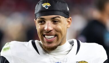 Nov 23, 2025; Glendale, Arizona, USA; Jacksonville Jaguars wide receiver Parker Washington (11) against the Arizona Cardinals at State Farm Stadium. Mandatory Credit: Mark J. Rebilas-Imagn Images