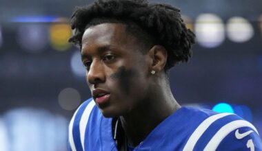 Indianapolis Colts cornerback Sauce Gardner attempts to walk off