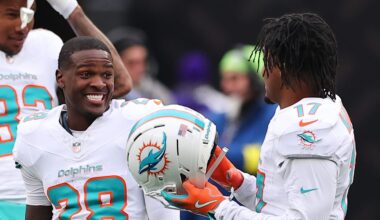 Miami Dolphins running back De'Von Achane, receiver Jaylen Waddle