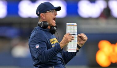 Los Angeles Chargers head coach Jim Harbaugh