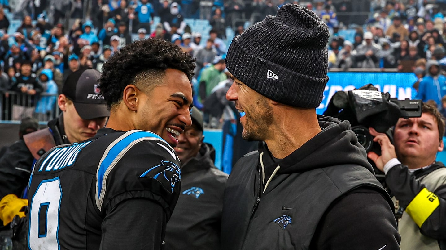 Carolina Panthers quarterback Bryce Young and head coach Dave Canales