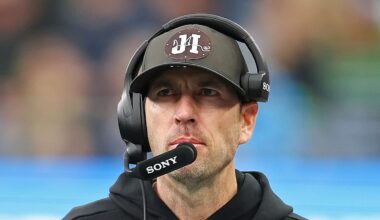 Shane Steichen of the Indianapolis Colts walks the sideline